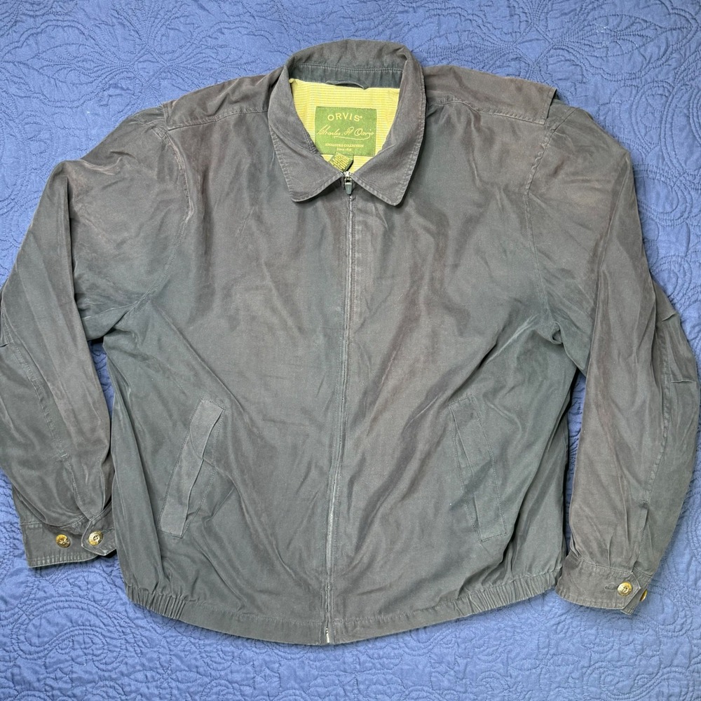 Orvis Signature Collection Charles F Orvis Mens XL Jacket Navy Blue DISCOLORED